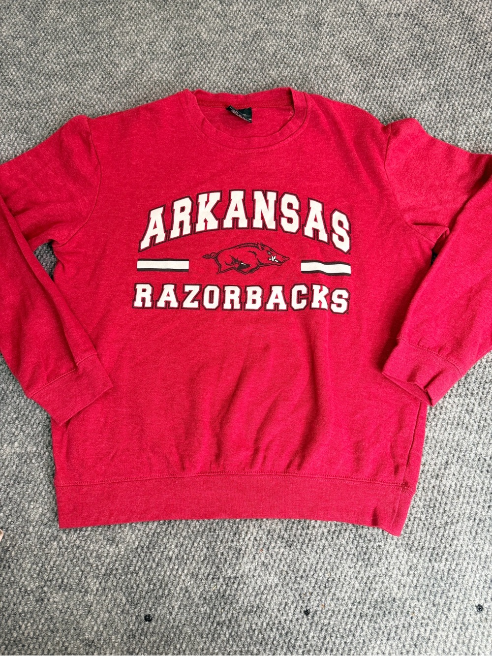 Arkansas Razorbacks Sweatshirt Small S Red Crewneck Leaning Hog Gameday
